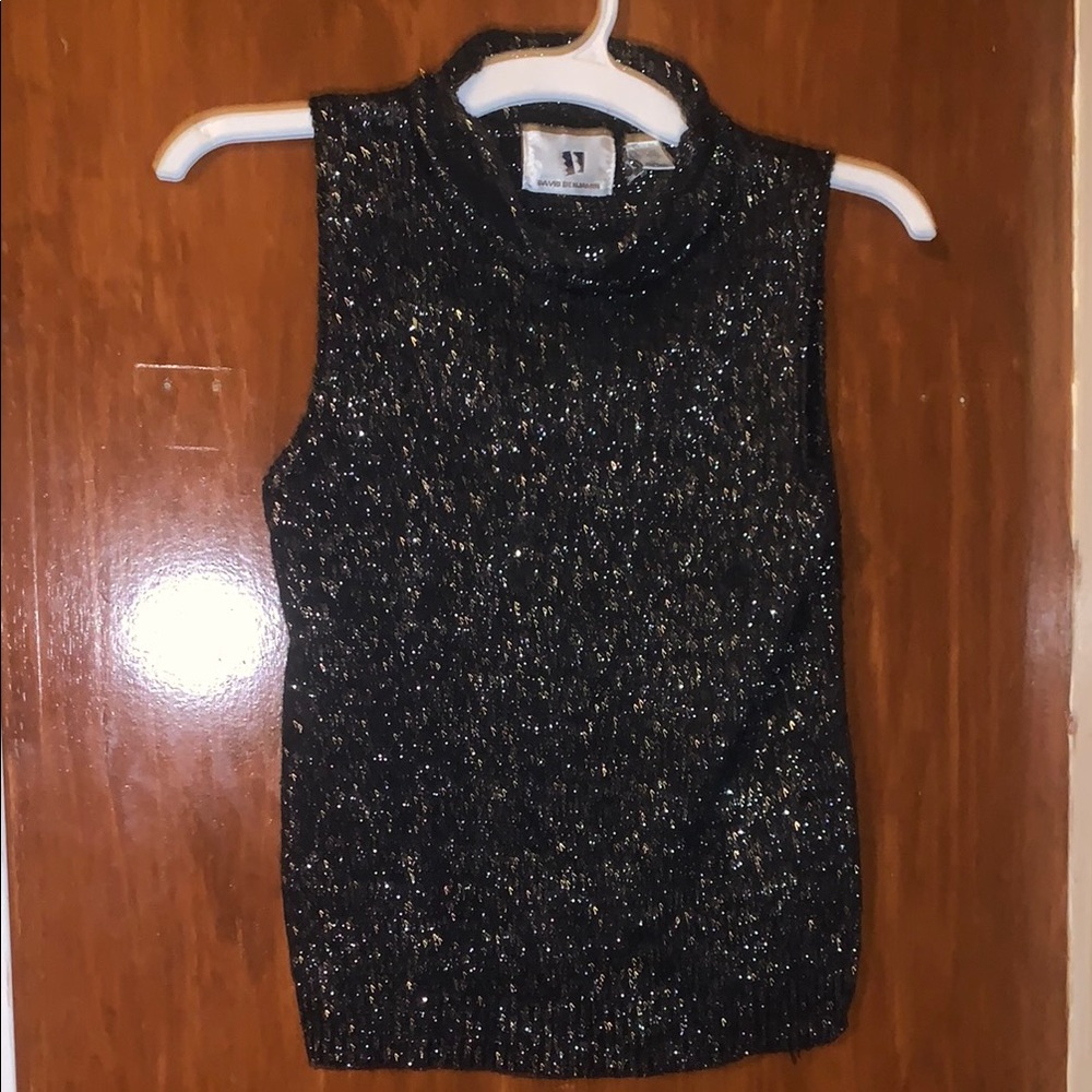 David Benjamin Vintage 80s Black Sleeveless Top Blouse Sweater